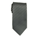 Stock White/ Black Striped Polyester Tie